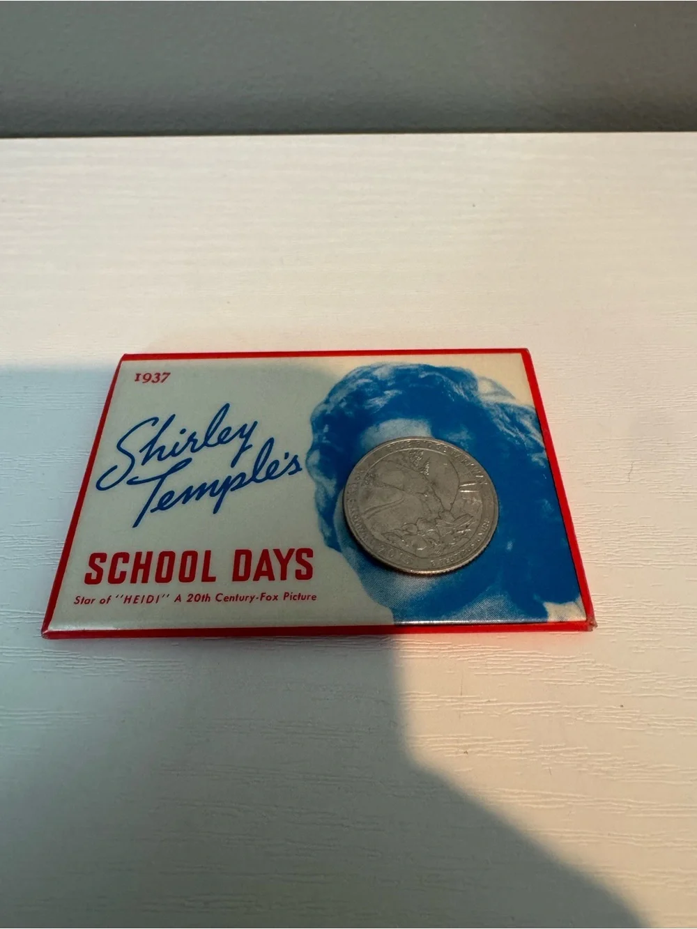 Vintage School Days Retro pocket mirror Tin - Red/Blue